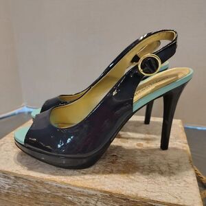 Christian Siriano Black and Green Stiletto Heels